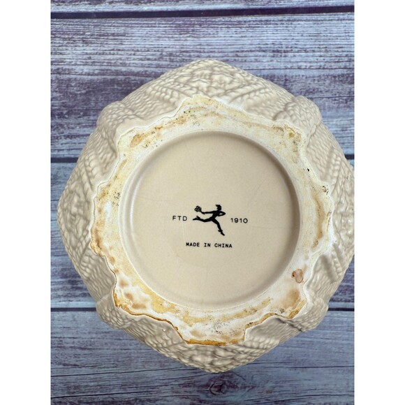 FTD 1910 Trinket Jar Candy Ginger Antique Porcelain Textured 7.5" Tall Vintage - Picture 7 of 14